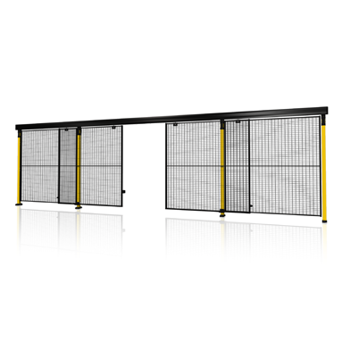 Sliding door with centre lock