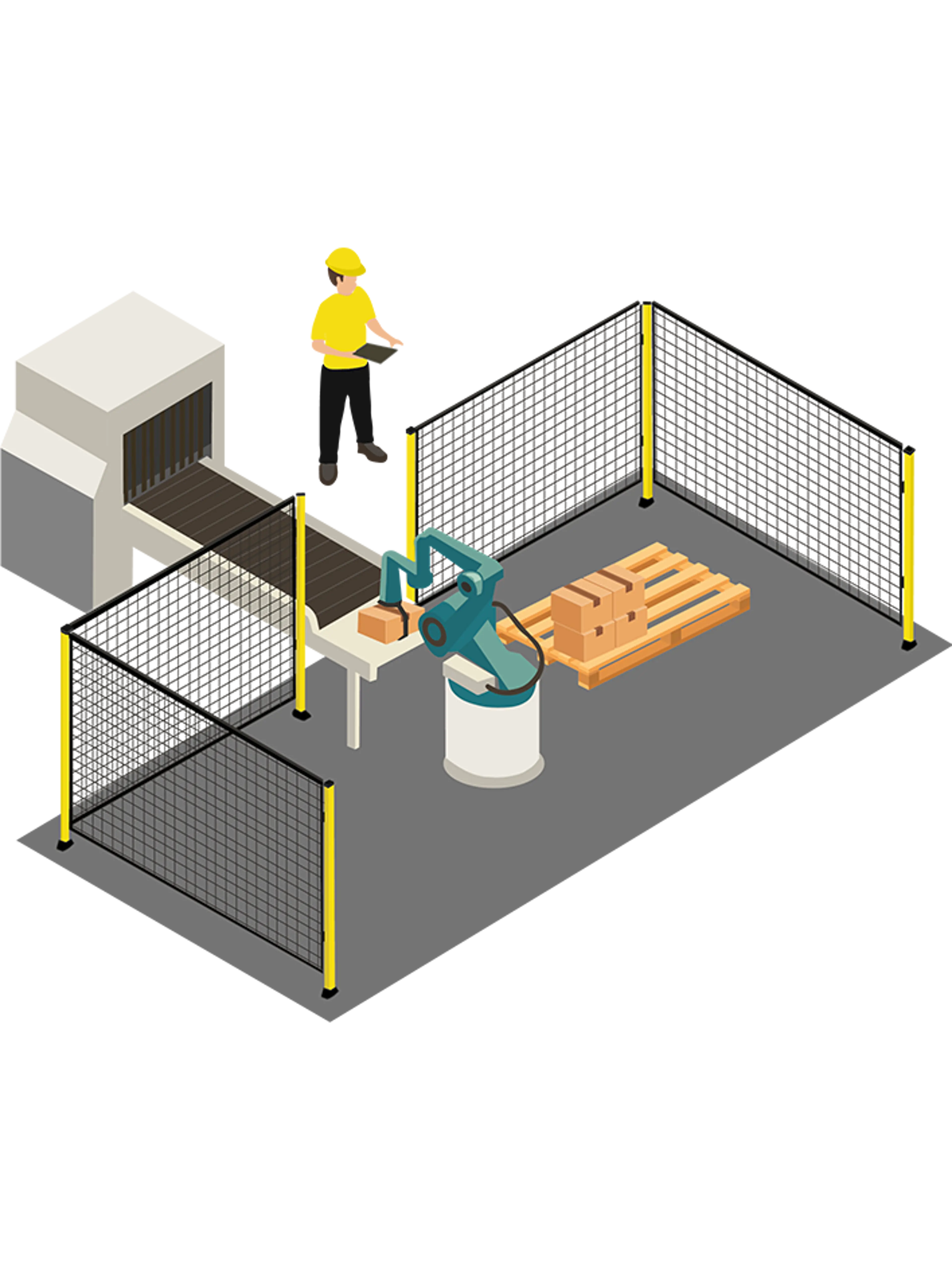 Collaborative robots are designed so they move at speeds and forces that do not hurt people upon contact/impact
