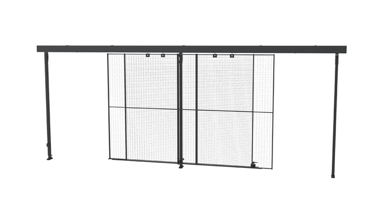 Double sliding door, overlapping