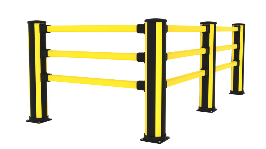 pedestrian impact protection with rails black and yellow