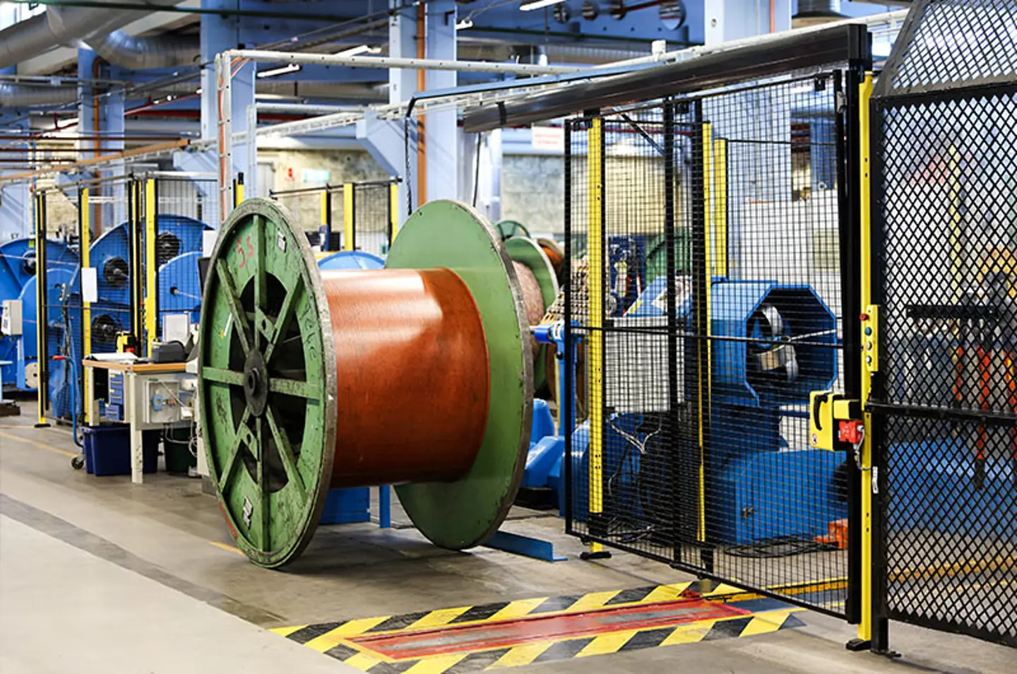 Axelent safety fencing installed in Nexans cable manufacturing facility in Grimsås, Sweden.