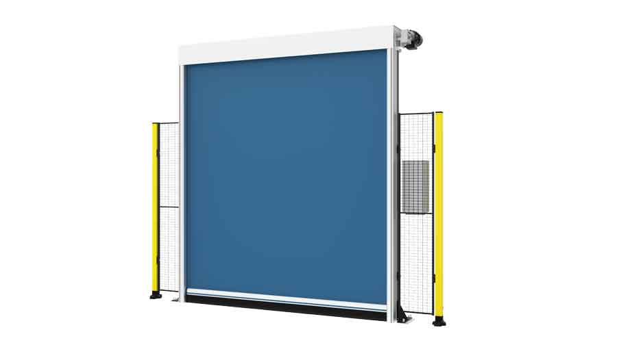 high speed roll door for machine guarding blue 
