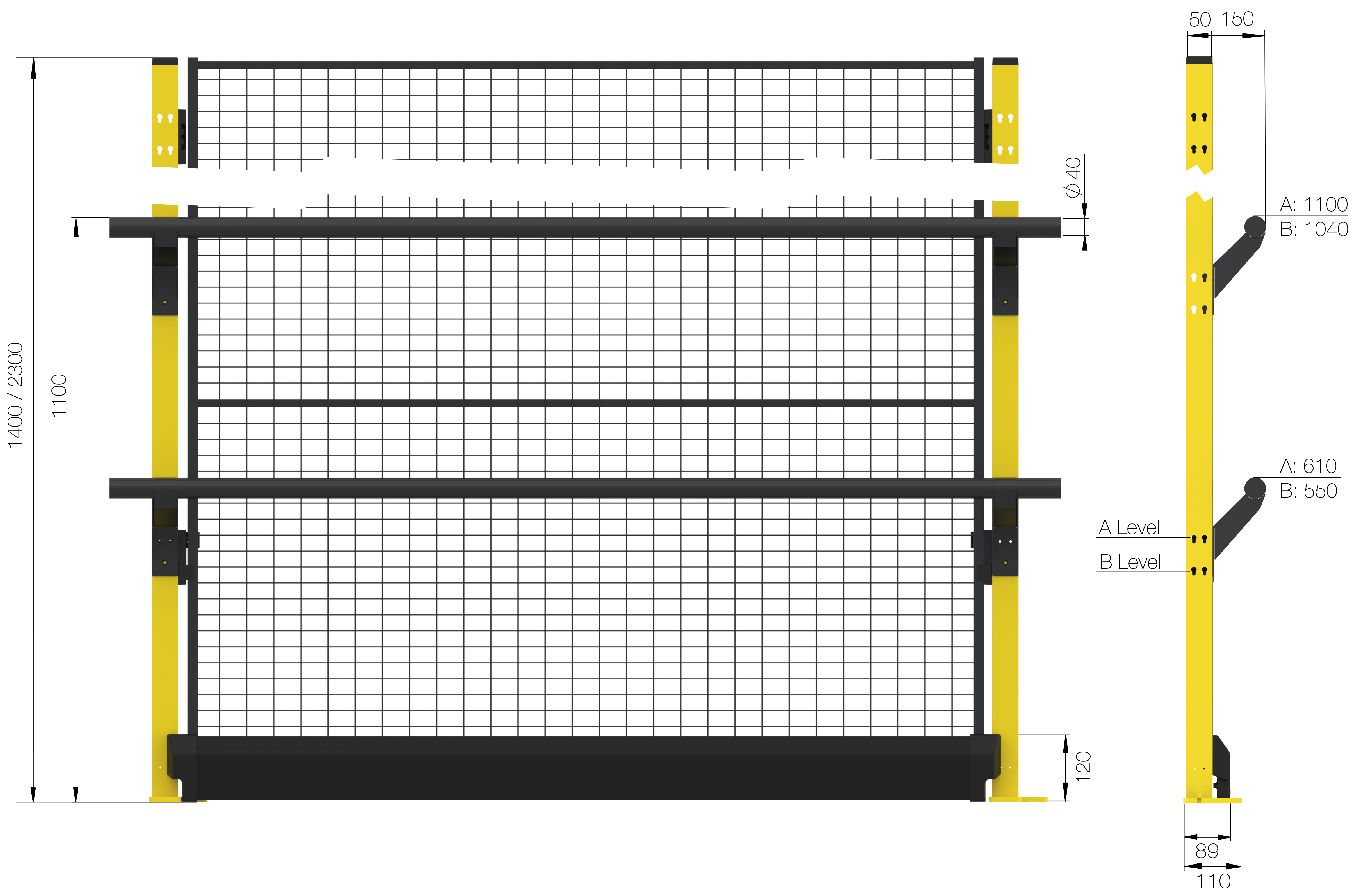 Height 1400 mm without panel