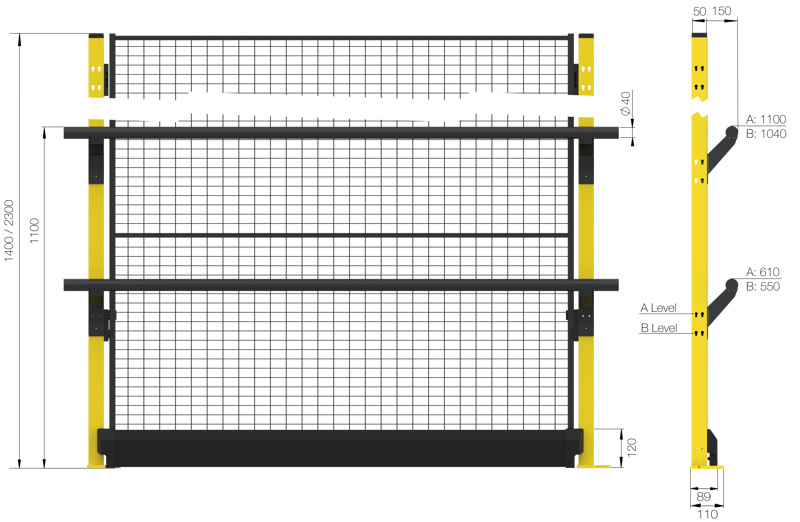 Height 1400 mm without panel