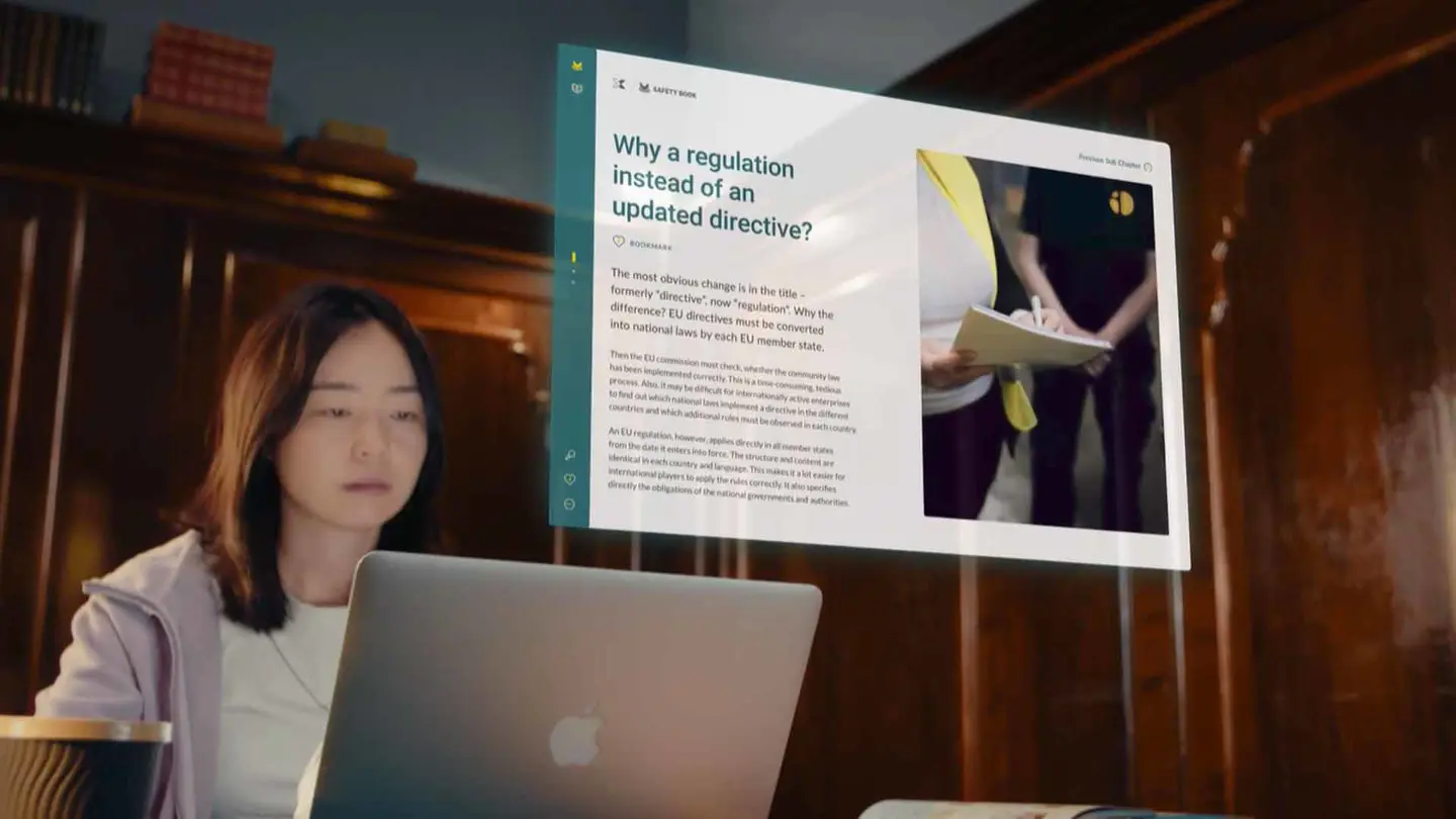 Using the Axelent Safety Book to writing a thesis Young woman finding the Axelent Safety Book