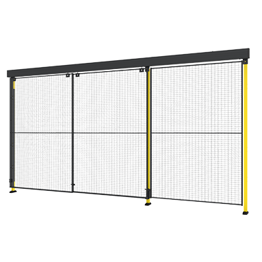 Double sliding door with 2-step rail