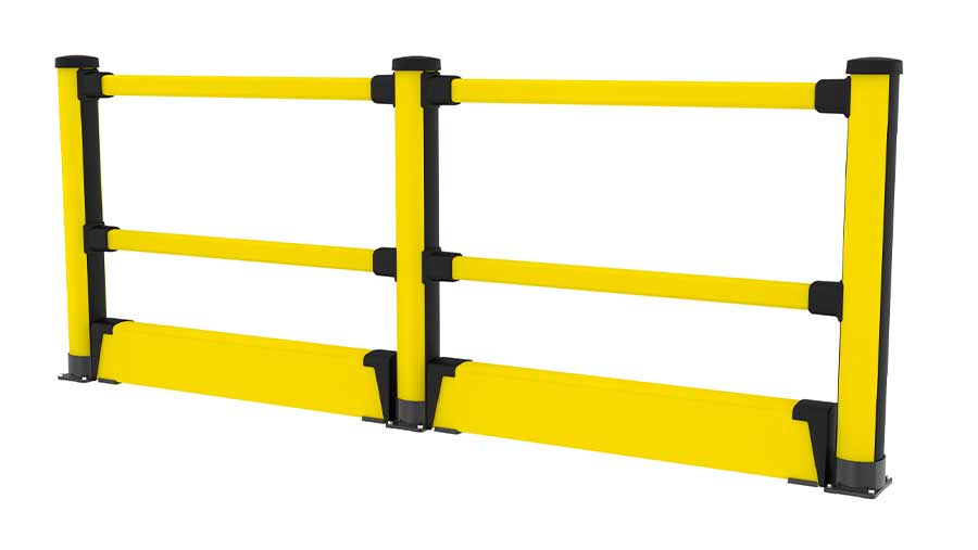 Black and yellow Essential Pedestrian with two rails and Floor Barrier